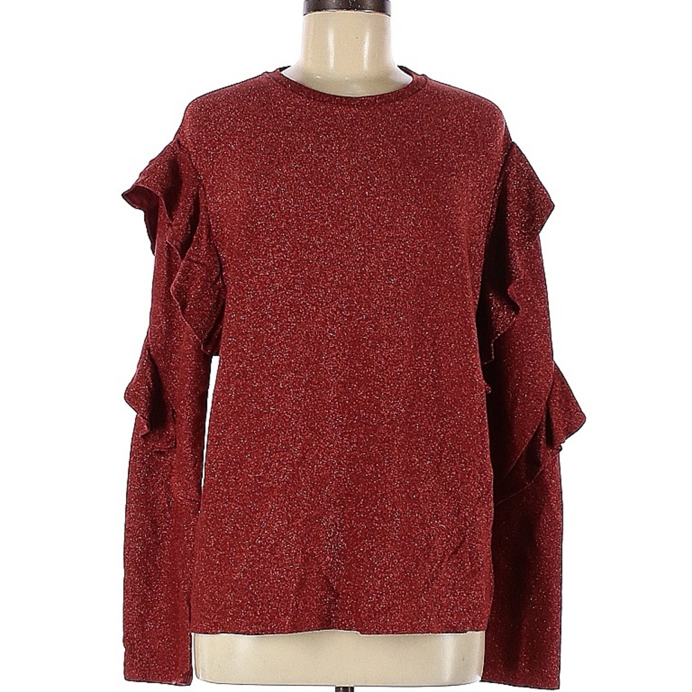 Scotch & Soda Red Ruffle Sleeve Top